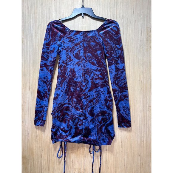 Wild Fable - Women's Long Sleeve Ruched Velvet Bodycon Dress - Blue - Small - Picture 4 of 16